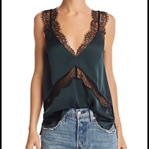 Cami NYC hunter green silk cami sz XS NWT